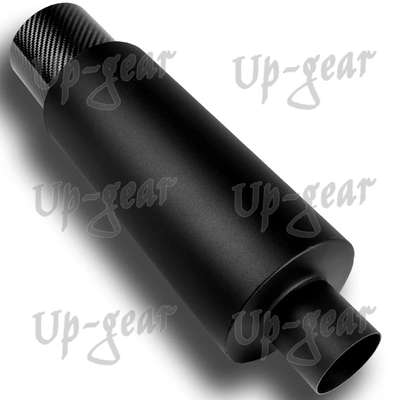 Universal 4" N1 Carbon Fiber Tip Black T-304 Weld-On Exhaust Muffler 2.5" Inlet image 5