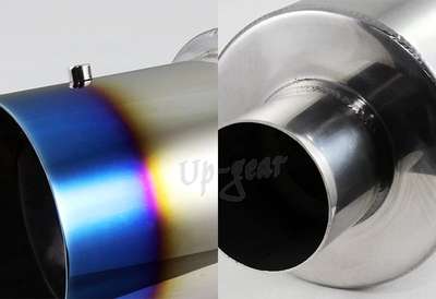 Universal 4" JDM Titanium Burnt N1 Tip T-304 Exhaust Muffler+Silencer 2.5" Inlet image 3