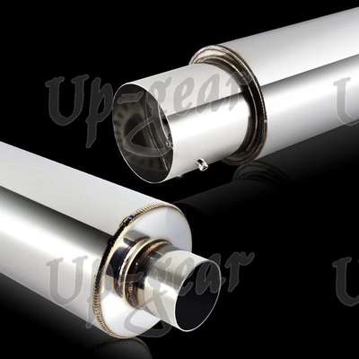 Universal N1 Style 4" Flat Tip Stainless Steel Exhaust Muffler 2.5" Inlet image 3