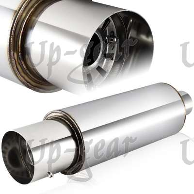 Universal N1 Style 4" Flat Tip Stainless Steel Exhaust Muffler 2.5" Inlet