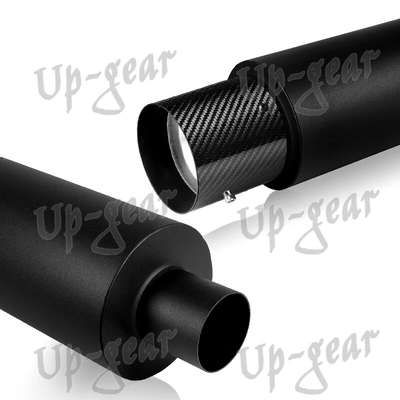 Universal 4" N1 Carbon Tip Black Stainless Weld-On Exhaust Muffler 3" Inlet image 2