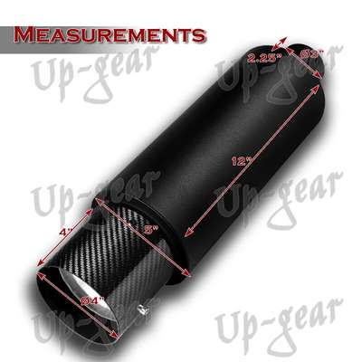 Universal 4" N1 Carbon Tip Black Stainless Weld-On Exhaust Muffler 3" Inlet image 3