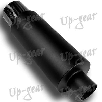 Universal 4" N1 Carbon Tip Black Stainless Weld-On Exhaust Muffler 3" Inlet image 4