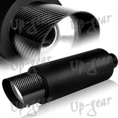 4" N1 Carbon Fiber Slant Tip Black Weld-On Exhaust Muffler 3" Inlet Universal 3