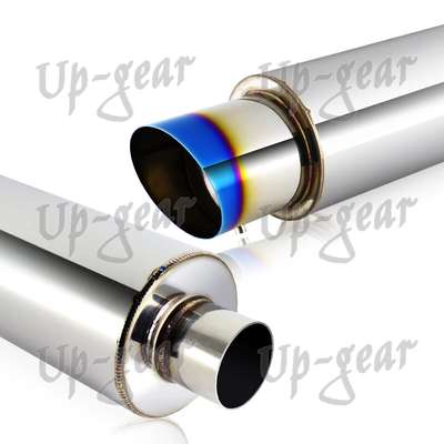 4" N1 Slant Titanium Burnt Tip Stainless Exhaust Muffler 3" Inlet+Silencer image 3