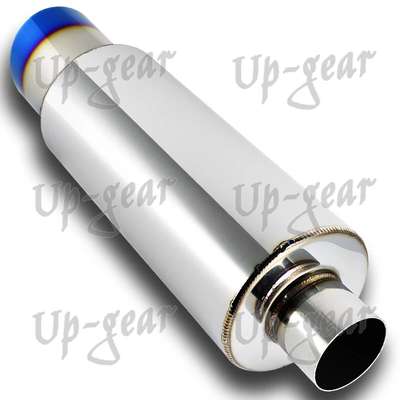 4" N1 Slant Titanium Burnt Tip Stainless Exhaust Muffler 3" Inlet+Silencer image 5