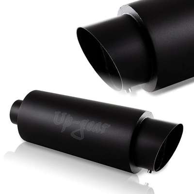 4" Fire Ball Tip 2.5" Inlet Black Stainless Racing Weld Exhaust Muffler+Silencer