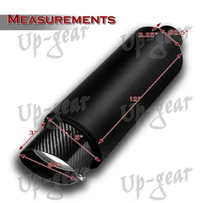 Universal Black Stainless Exhaust Muffler 4" Carbon Fiber Slant Tip 2.5" Inlet image 3