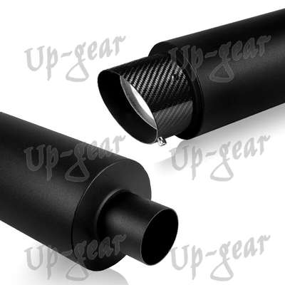 Universal Black Stainless Exhaust Muffler 4" Carbon Fiber Slant Tip 2.5" Inlet image 4