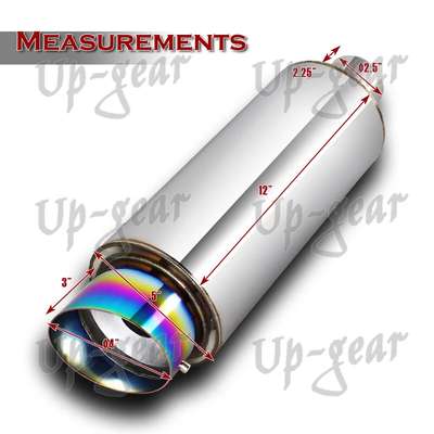 4" Fireball Rainbow Burnt Tip Stainless Exhaust Muffler 2.5" Inlet Universal image 2