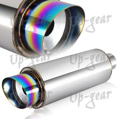 4" Fireball Rainbow Burnt Tip Stainless Exhaust Muffler 2.5" Inlet Universal