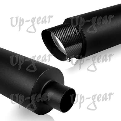Universal 4" Carbon Fiber Slant Tip Black Stainless Exhaust Muffler 3" Inlet image 3