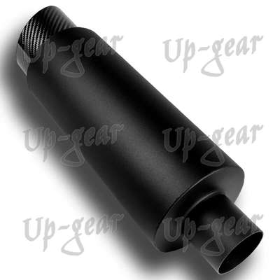 Universal 4" Carbon Fiber Slant Tip Black Stainless Exhaust Muffler 3" Inlet image 4