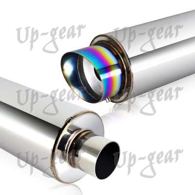 Universal 4" Rainbow Burnt Tip Stainless Steel Exhaust Muffler 3"Inlet+Silencer image 3