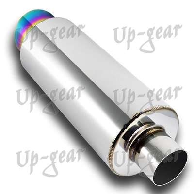 Universal 4" Rainbow Burnt Tip Stainless Steel Exhaust Muffler 3"Inlet+Silencer image 4