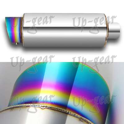 Universal 4" Rainbow Burnt Tip Stainless Steel Exhaust Muffler 3"Inlet+Silencer image 5