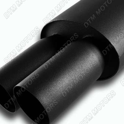 3" Dual Flat Tip T-304 Stainless Steel 2.5" Inlet Black Weld-on Muffler Exhaust image 2