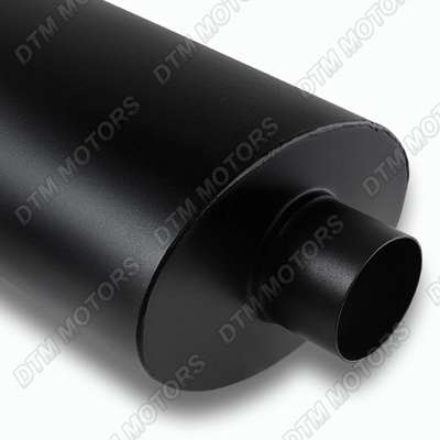 3" Dual Flat Tip T-304 Stainless Steel 2.5" Inlet Black Weld-on Muffler Exhaust image 3