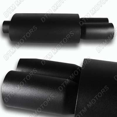 3" Dual Flat Tip T-304 Stainless Steel 2.5" Inlet Black Weld-on Muffler Exhaust image 4