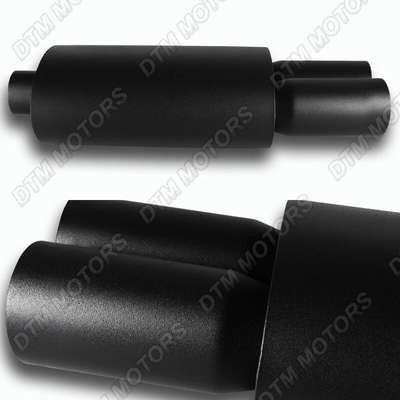 3" Dual Flat Tip T-304 Stainless Steel 3.0" Inlet Black Weld-on Muffler Exhaust image 4