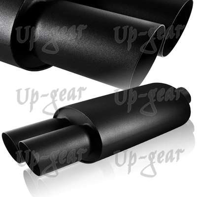 Universal 3" Dual Slant Tip Black Stainless Exhaust Weld-On Muffler 2.5" Inlet