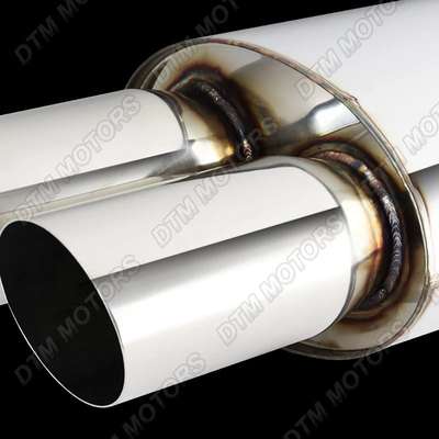 3" Dual Slant Tip T-304 Stainless Steel 2.5" Inlet Weld-on Exhaust Muffler image 2