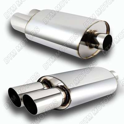 3" Dual Slant Tip T-304 Stainless Steel 2.5" Inlet Weld-on Exhaust Muffler image 5