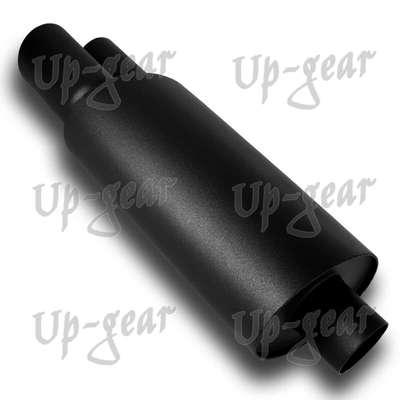 Universal 3" Dual Slant Tip DTM Black Stainless Exhaust Weld-On Muffler 3" Inlet image 4