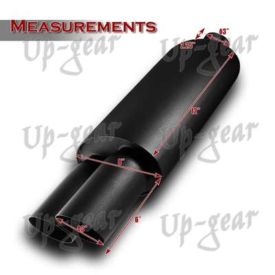 Universal 3" Dual Slant Tip DTM Black Stainless Exhaust Weld-On Muffler 3" Inlet image 3