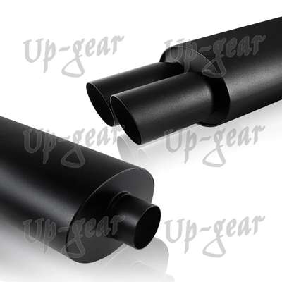 Universal 3" Dual Slant Tip DTM Black Stainless Exhaust Weld-On Muffler 3" Inlet image 5
