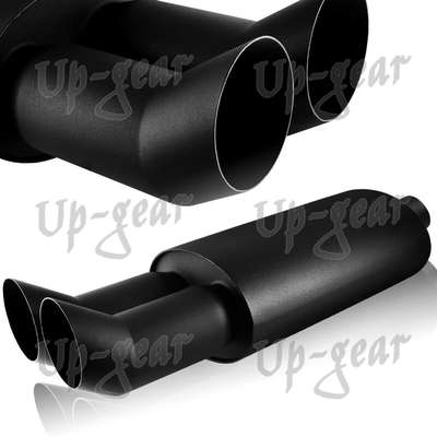 Universal 3" DTM Style Dual Tip Black T-304 Weld-on Exhaust Muffler 2.5" Inlet