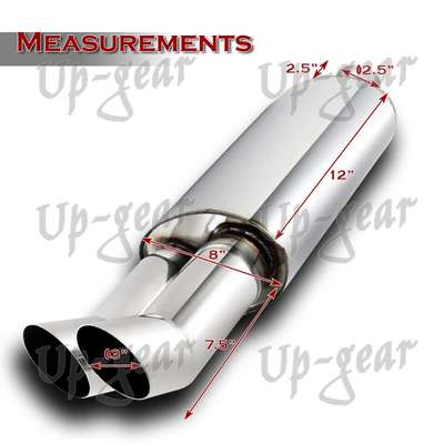 Universal 3" DTM Style Tip Stainless Steel Weld-on Exhaust Muffler 2.5" Inlet image 3
