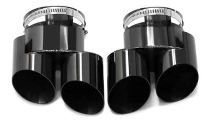 1 Pair Dual Pipe Exhaust Tips Performance For BMW X5 G05 / X6 G06 / X7 G07 Black image 2