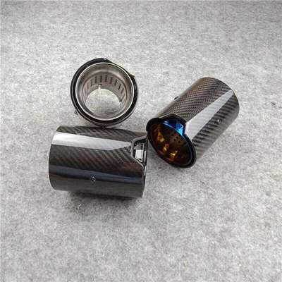 1Pcs Real Carbon Fiber M Sport Exhaust Tips Black on Black For BMW M3 M4 M5 image 2