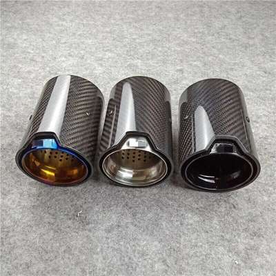 1Pcs Real Carbon Fiber M Sport Exhaust Tips Black on Black For BMW M3 M4 M5 image 3