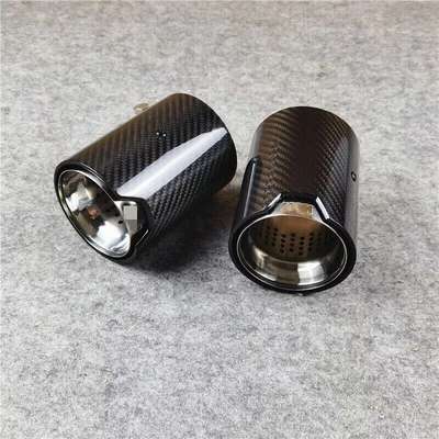 1Pcs Real Carbon Fiber M Sport Exhaust Tips Black on Black For BMW M3 M4 M5