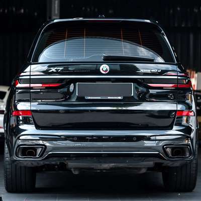 Gloss Black Stainless Sport Exhaust Tip Covers Fit BMW X7 G07 40i M50i 2019-2022 image 2