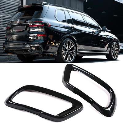 Gloss Black Stainless Sport Exhaust Tip Covers For BMW X7 G07 40i M50i 2019-2022