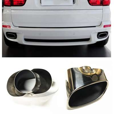 2PCS Exhaust Muffler Silencer Pipe FOR BMW X5 Oblique 2008-2013 SS Material B114