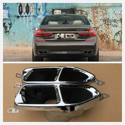 2pcs Rear Exhaust Muffler Pipe For BMW 7 Series M Sport G11 G12 2016-2019 Silver