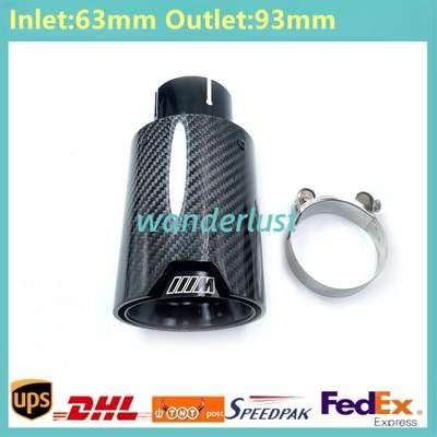 1PCS Glossy Black Carbon Fiber Exhaust Tip For M Performance BMW Universal Pipes