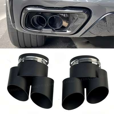 2 Pcs Style Dual Pipe Exhaust Tips Performance For BMW X5 G05 / X6 G06 / X7 G07