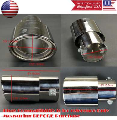 2 x Chrome Polished Stainless Steel Exhaust Muffler Tip For BMW Mini 1.5-2" Pipe image 2