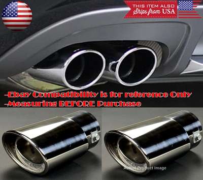 2 x Chrome Polished Stainless Steel Exhaust Muffler Tip For BMW Mini 1.5-2" Pipe