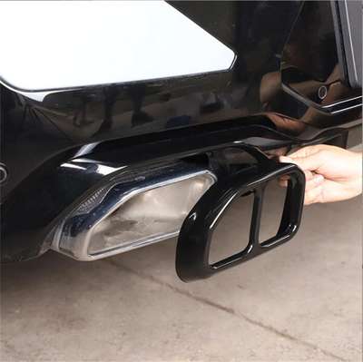 Steel Gloss Black Exhaust Muffler Tail Pipe Cover For BMW X3 G01 X4 G02 2022-23 image 2