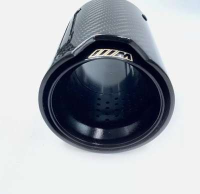 2PC Glossy Black Carbon Fiber Exhaust Tip-Inlet 66mm Fit BMW M Performance Pipes image 4