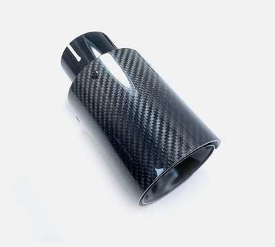 2PC Glossy Black Carbon Fiber Exhaust Tip-Inlet 66mm Fit BMW M Performance Pipes image 5