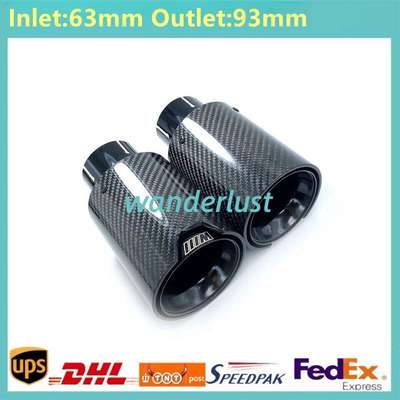 2PCS Glossy Black Carbon Fiber Exhaust Tip For M Performance BMW ID:63mm OD:93mm image 2