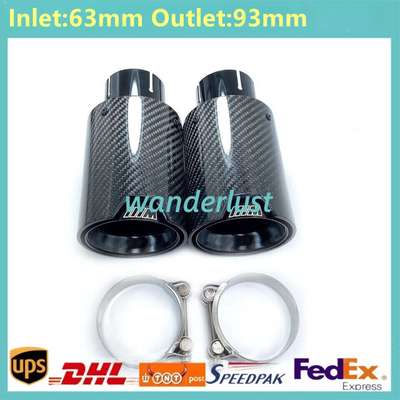 2PCS Glossy Black Carbon Fiber Exhaust Tip For M Performance BMW ID:63mm OD:93mm image 4
