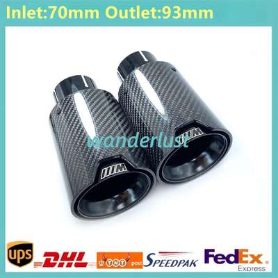 2PCS Glossy Black Carbon Fiber Exhaust Tip For M Performance BMW ID:70mm OD:93mm image 3